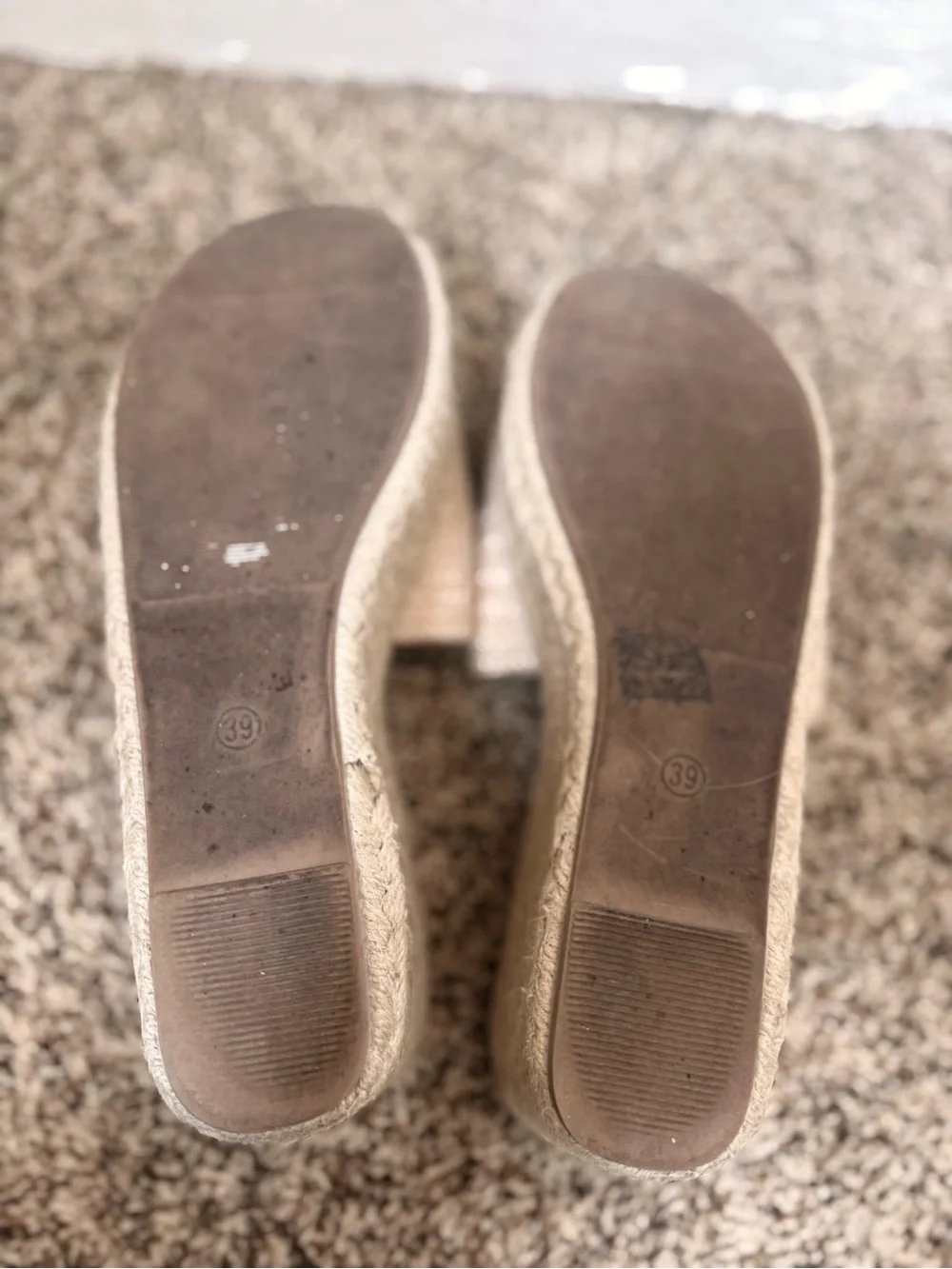 Beige Espadrille Platform Slide Sandals Size 39